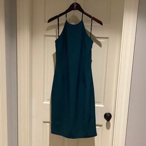 Bardot Halter Cocktail Dress with Crossed Back